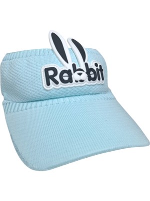 Spteks 2-8 Yaş Unisex  Çocuk Yeşil Renk Rabbit Yazı Figürlü Rahat Yazlık Vizör Şapka