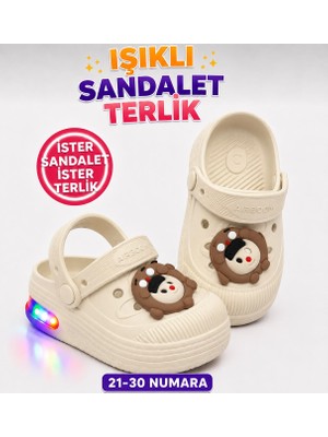 papucumun dünyası Çocuk Cross Eva Işıklı  Hafif Günlük Havuz Kreş Kumsal Kullanışlı Terlik