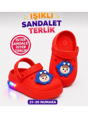 papucumun dünyası Çocuk Cross Eva Işıklı  Hafif Günlük Havuz Kreş Kumsal Kullanışlı Terlik
