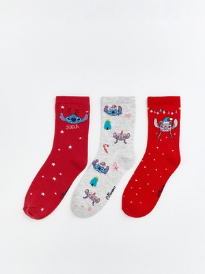 Lc Waikiki Yeni Sezon Stitch ve Angel Desenli Kız Çocuk Soket Çorap 3'lü