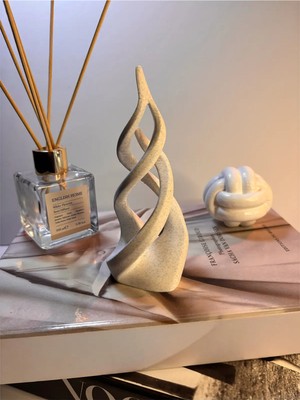 Gragold3 Design Organik Akış Spiral Heykel | Mat Mermer Beyaz | Minimal Dekor Objesi