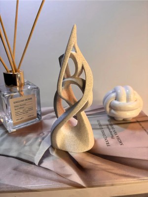 Gragold3 Design Organik Spiral Form Dekoratif Obje | Mat Mermer Beyaz | Modern Masa Üstü Heykel