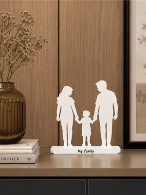 Gragold3 Design Anne Baba Çocuk (My Family) Dekoratif Obje - Beyaz