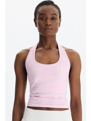 COMEUP Halter Yaka Göğüs Pedli Crop Atlet Balerina Pembe