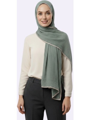 Ang-Scarf 75 x 180 Su Yeşili Renk Müslin Şal - Ağırlık Yapmaz - Ütü Gerekmez - Dört Mevsim Kullanıma Uygun - Kayma Yapmaz