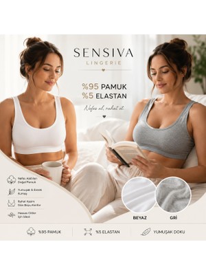 Sensiva Lingerie 2'li Set Kalın Askılı Pamuklu Penye Büstiyer - Telsiz Balensiz Yarım Atlet