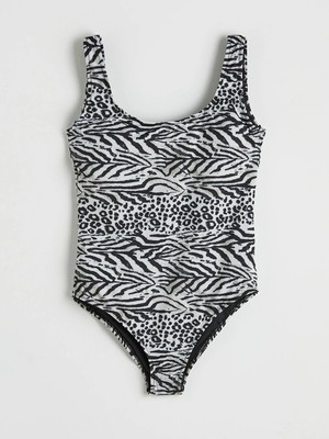 Lc Waikiki Yeni Sezon U Yaka Zebra Desenli Kadın Mayo