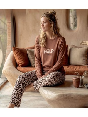 Pijamoni Kadın Likralı Pamuklu Bisiklet Yaka Uzun Kol Ince Pijama Takımı 1300/4 - 1 Adet