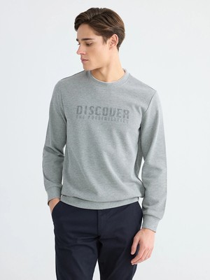Lc Waikiki Yeni Sezon Bisiklet Yaka Baskılı Erkek Sweatshirt