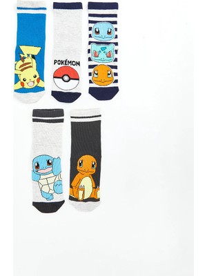 Lc Waikiki Yeni Sezon Pikachu Desenli Erkek Çocuk Soket Çorap 5'li