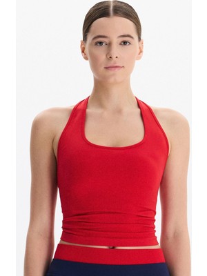 COMEUP Halter Yaka Göğüs Pedli Crop Atlet Goji Berry