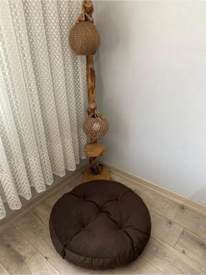 SİTEHOME Lavinia Yuvarlak Kahverengi Yer Minder Yer Puf