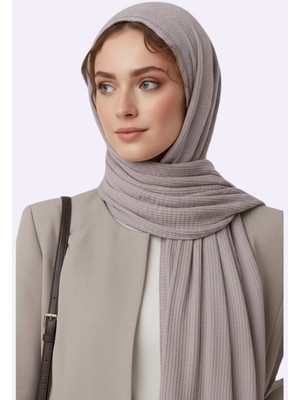 Ang-Scarf 75 x 180 Pudra Renk Müslin Şal - Ağırlık Yapmaz - Ütü Gerekmez - Dört Mevsim Kullanıma Uygun - Kayma Yapmaz