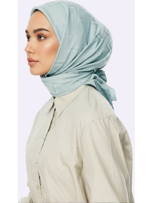 Ang-Scarf 95 x 95 Çağla Renk Viora Desen Ipeksi Jakar Eşarp - Ağırlık Yapmaz - Dört Mevsim Kullanıma Uygun - Kayma Yapmaz