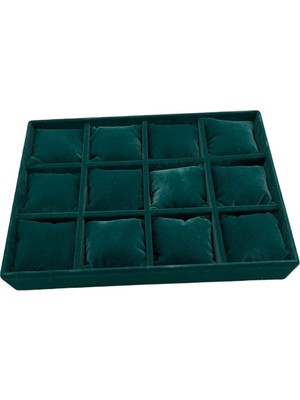 Büyük Çınar Yastıklı Saat ve Takı Kutusu 34X24X4 Turkuaz Mavi