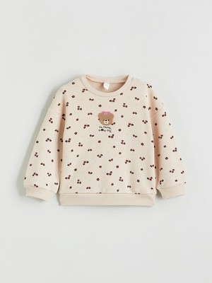 Lc Waikiki Yeni Sezon Bisiklet Yaka Ayı Teddy Nakışlı Kız Çocuk Sweatshirt