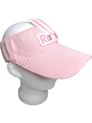 Spteks 2-8 Yaş Kız Çocuk Açık Pembe Renk Rabbit Yazı Figürlü Rahat Yazlık Vizör Şapka