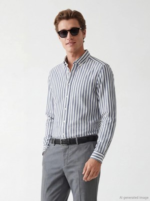 Lc Waikiki Yeni Sezon Regular Fit Çizgili Erkek Gömlek