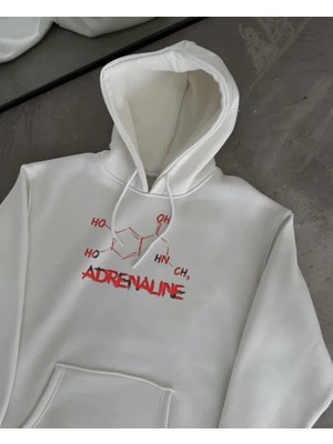 Nova Epoxy Art   Kışlık Uzun Kol Kapüşonlu Sweatshirt - Beyaz