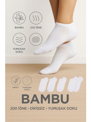 UZN Socks 4’lü Bambu Iplik 200 Iğne Dikişsiz Yumuşak Dokulu Parfümlü Patik Çorap