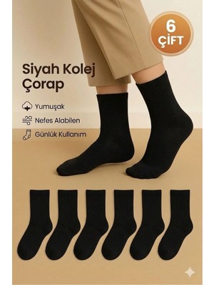 UZN Socks Unisex Kolej Stil Spor Çorap – 6’li Paket Yüksek Pamuk Oranlı