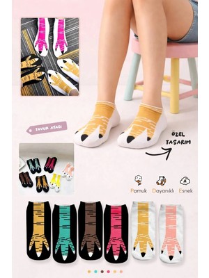 UZN Socks 6 Çift Tavuk Ayağı Desenli Çorap | Eğlenceli & Yumuşak Dokulu | Unisex