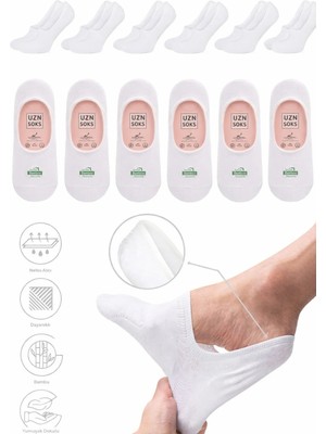 UZN Socks 5’li Beyaz Dikişsiz Pamuklu Silikonlu Kaymaz Babet Çorap | Terletmez - Iz Yapmaz