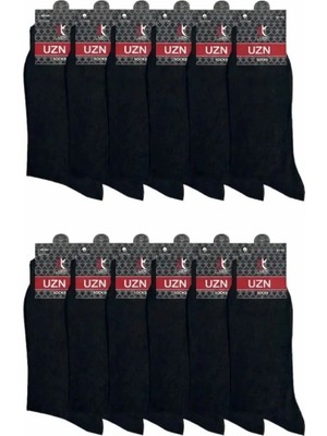 UZN Socks 5 Adet Süper Ekonomik Siyah Erkek Pamuklu Çorap, Uzun Desensiz Pamuklu Çorap Unisex