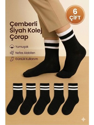 UZN Socks Kolej Çorap 6'li Pamuklu Spor Günlük Komforlu Soket Çorap