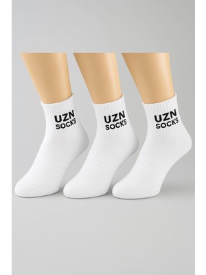 UZN Socks 3’lü Beyaz Erkek / Kadın Spor Çorap – Rahat, Terletmeyen, Uzun Ömürlü