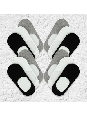 UZN Socks Görünmez Babet Çorap 8 Çift Renk Siyah Beyaz Gri Babet Çorap