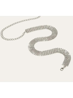 Mupte Jewelry Kristal Taslı Rhinestone Abiye Kemer 6 Sıralı