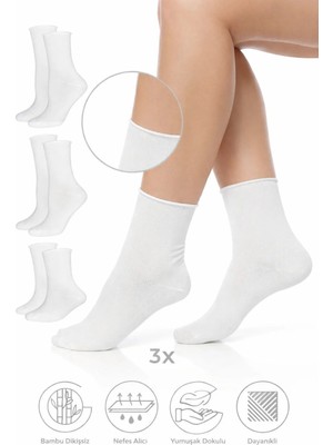 UZN Socks Kadın 3 Çift Dikişsiz Bambu Çorap – Nefes Alan, Terleme Önleyici, Günlük Rahat
