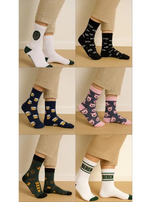 UZN Socks 6’li Renkli Eğlenceli Desenli Çorap Seti – Unisex Günlük Tarz