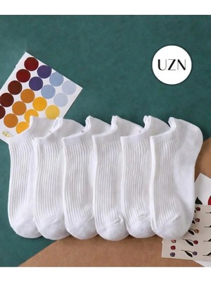 UZN Socks Kadın Beyaz Patik Çorap 5’li Paket – Günlük Rahat Pamuklu Spor Çorap
