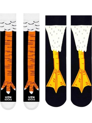 UZN Socks 2'li Karma Paket - Komik Tavuk ve Ördek Ayağı Tasarımlı Çorap Seti