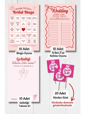 Metranya Bekarlığa Veda Partisi Kart Seti 50 Adet Oyun Kartı Bride To Be Soru Kartları Eğlenceli Gelin Nedime