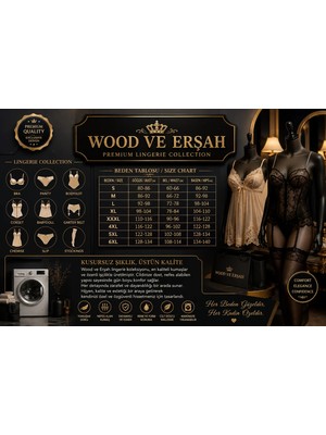 Lüx Wood 814 Kadın Ayarlanabilir Askılı Tül Transparan Babydoll Jartiyer Takımı