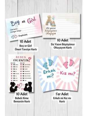 Metranya Cinsiyet Belirleme Partisi Oyun Kartları Seti Baby Shower Kız Mı Erkek Mi Bebek Dilek Hatıra Anı
