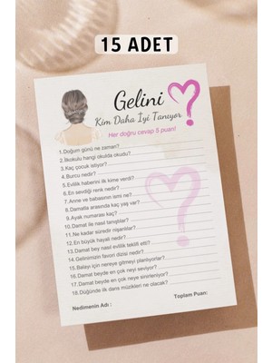 Metranya Gelini Kim Daha Iyi Tanıyor 15 Adet Bride To Be Soru Kartları Bekarlığa Veda Partisi Oyun Kartları