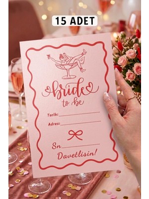 Metranya Bekarlığa Veda Davetiyesi 15 Adet Bride To Be Partisi Gelin Nedime Düğün Davet Kartı Geline Hediye
