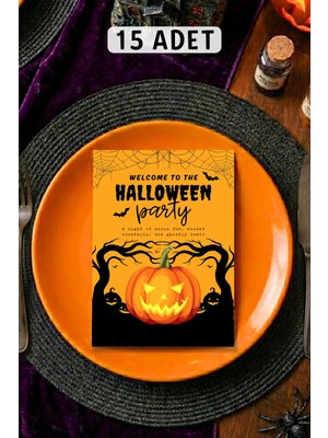Metranya Halloween Partisi Masa Kartı, 15 Adet Cadılar Bayramı Konsepti Eğlence Seti Parti Masa Isimliği