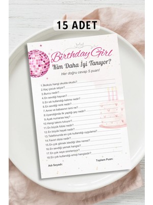 Metranya Doğum Günü Partisi - Kim Daha Iyi Tanıyor Oyun Kartı 15 Adet Happy Birthday Kutlama Sevgiliye Hediye