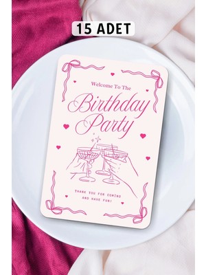 Metranya Doğum Günü Partisi - Masa Kartı Oyun Kartı 15 Adet Happy Birthday Sunum Yemek Tabağı Party Davetiye