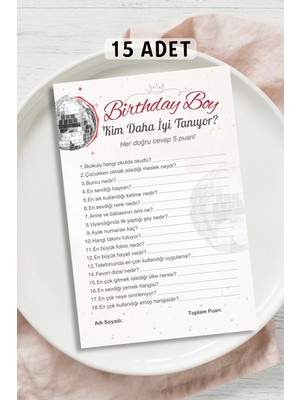 Metranya Doğum Günü Partisi - Kim Daha Iyi Tanıyor Oyun Kartı 15 Adet Happy Birthday Kutlama Sevgiliye Hediye