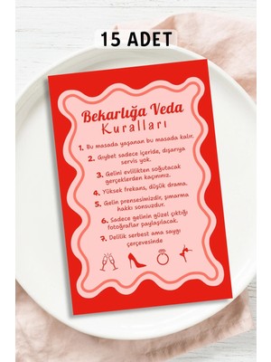 Metranya Bekarlığa Veda Kuralları 15 Adet Eğlenceli Bride To Be Partisi Oyun Soru Kartı Nedime Gelin Düğün