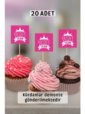 Metranya Bekarlığa Veda Partisi Cupcake Süsü 20 Adet Kürdan Süsü Sunumluk Pasta Süsü Bride To Be Gelin Nedime