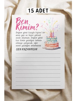 Metranya Doğum Günü Partisi - Ben Kimim Oyun Kartı 15 Adet Happy Birthday Tebrik Party Motto Sevgiliye Hediye