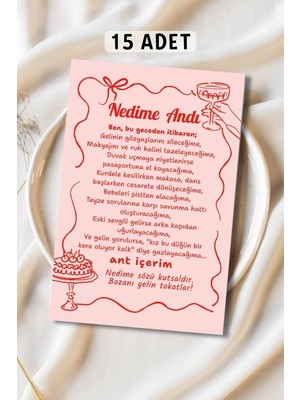 Metranya Nedime Andı 15 Adet Bekarlığa Veda Partisi Bride To Be Oyun Soru Kartı Gelin Nedime Nişan Düğün