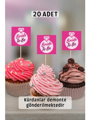 Metranya Bekarlığa Veda Partisi Cupcake Süsü 20 Adet Kürdan Süsü Sunumluk Pasta Süsü Bride To Be Gelin Nedime